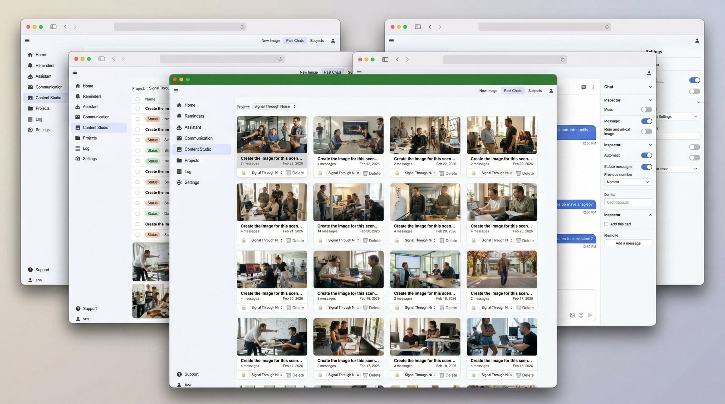Nilo showing business graphics organized by project